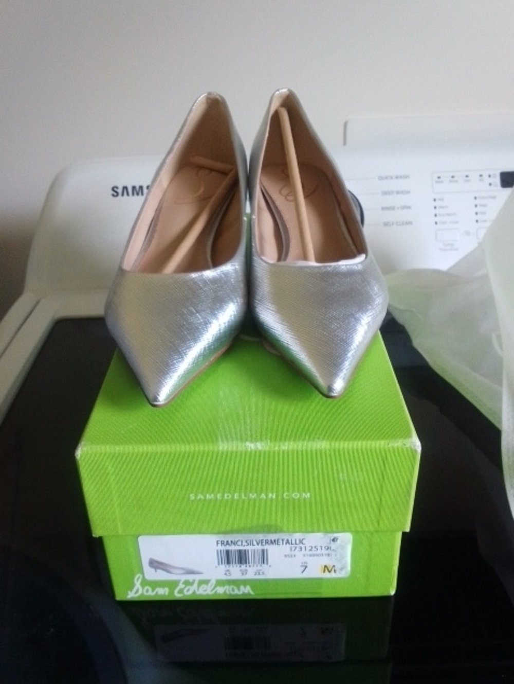 Sam Edelman Franci Pointed Toe Silver Metallic Pumps